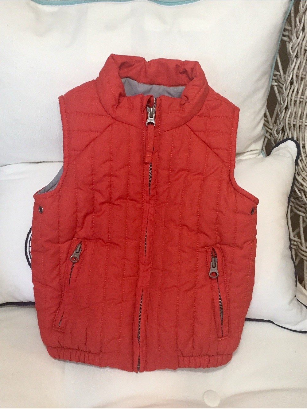 Boys Orange Quilted Puffer Vest - Lightweight Layering